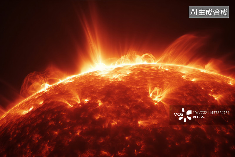 【AI数字艺术】太阳大火球燃烧爆发插图图片素材