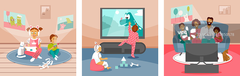 观看卡通图标集图片素材