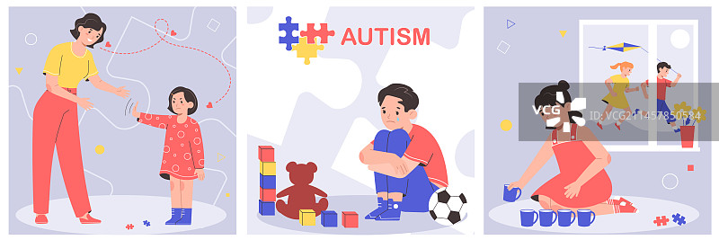 自闭症扁平化合集图片素材