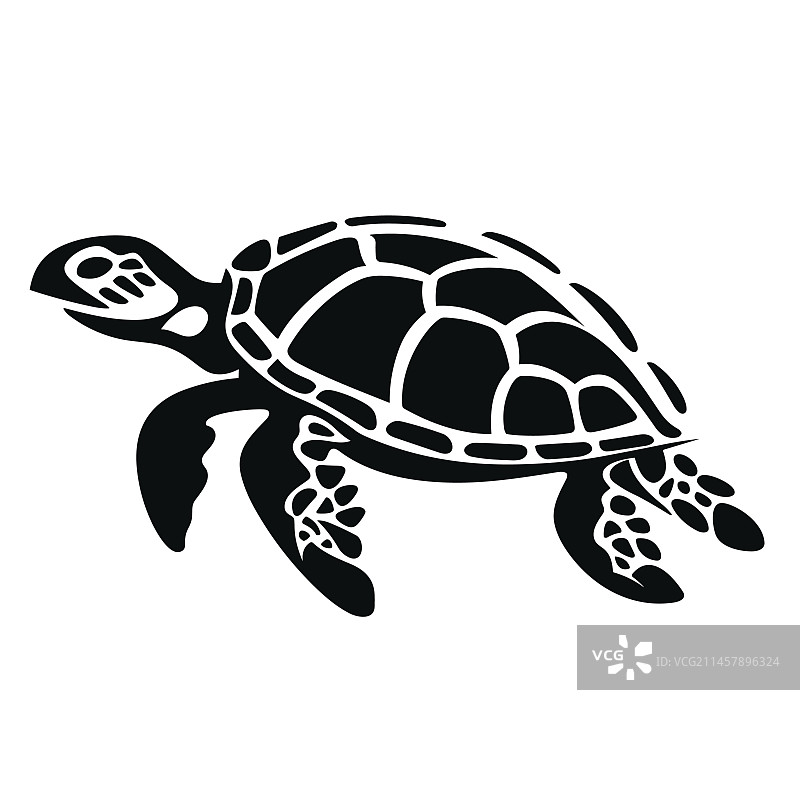 乌龟黑色图标，白色背景图片素材