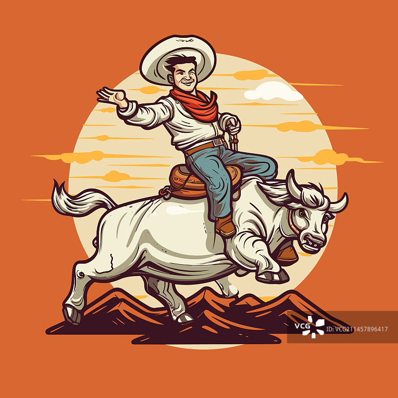 牛仔骑公牛竞技表演图片素材