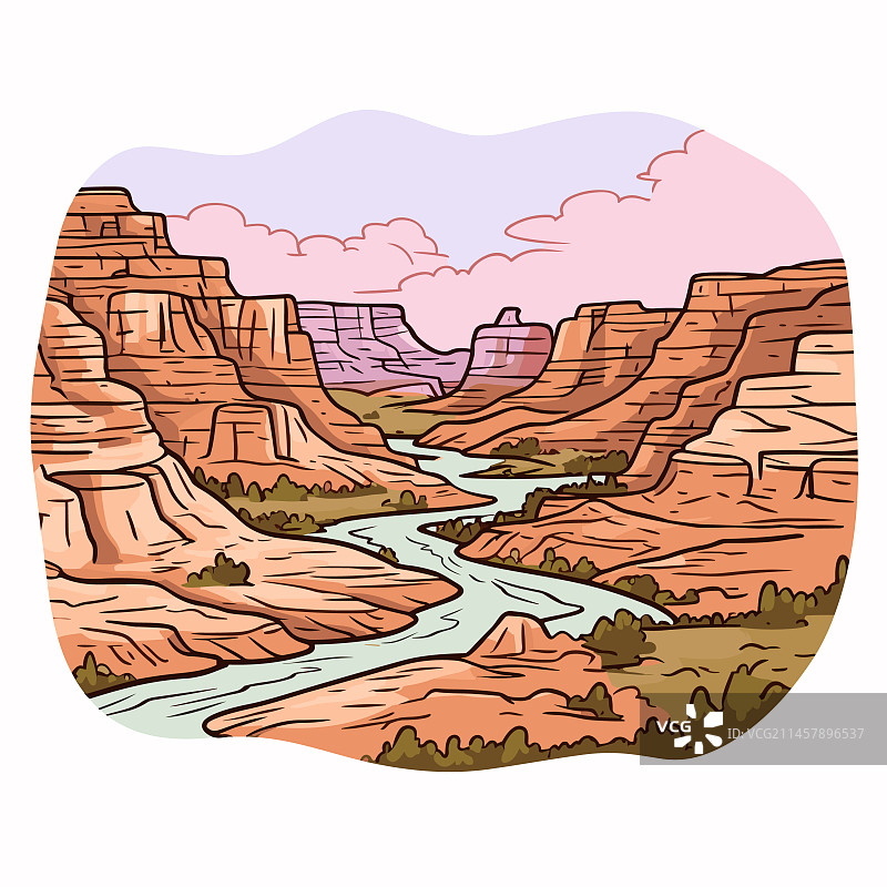 手绘卡通风格大峡谷图片素材