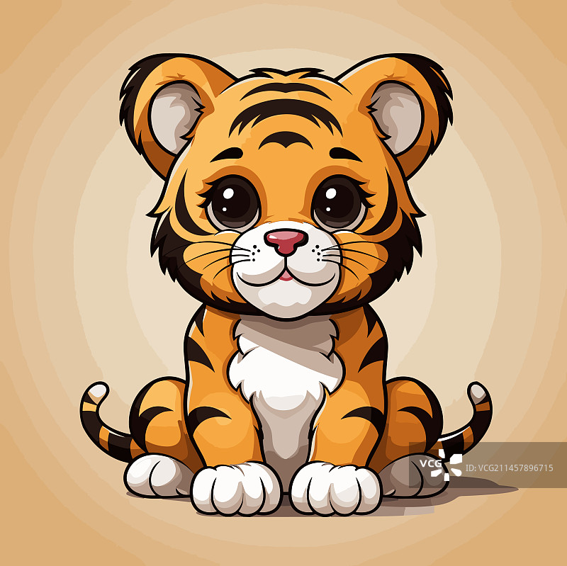 可爱手绘漫画涂鸦风格老虎图片素材