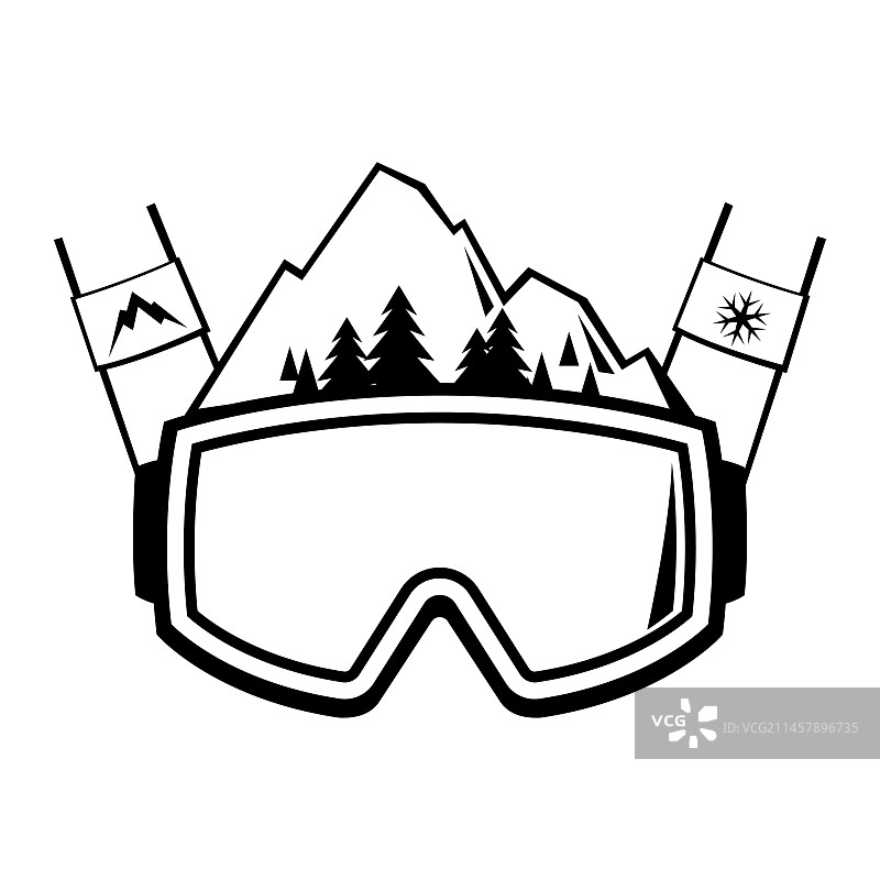 带滑雪符号的徽章冬季运动图片素材