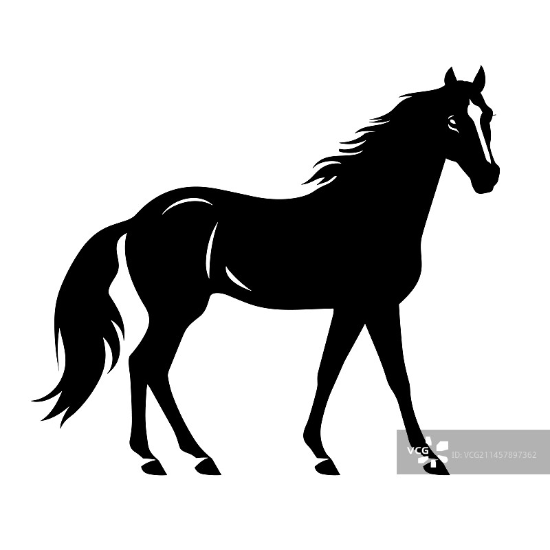白色背景上的黑色马图标图片素材