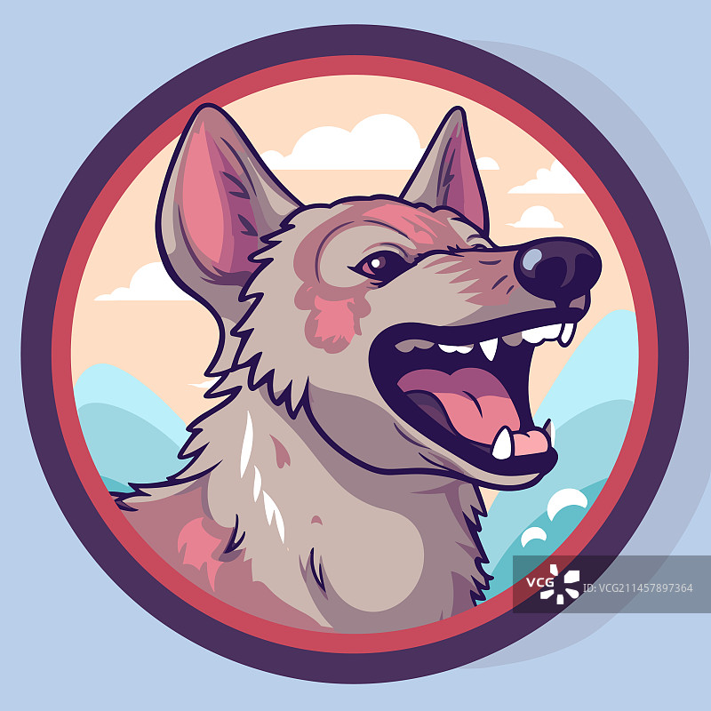 手绘卡通可爱风格的鬣狗图片素材