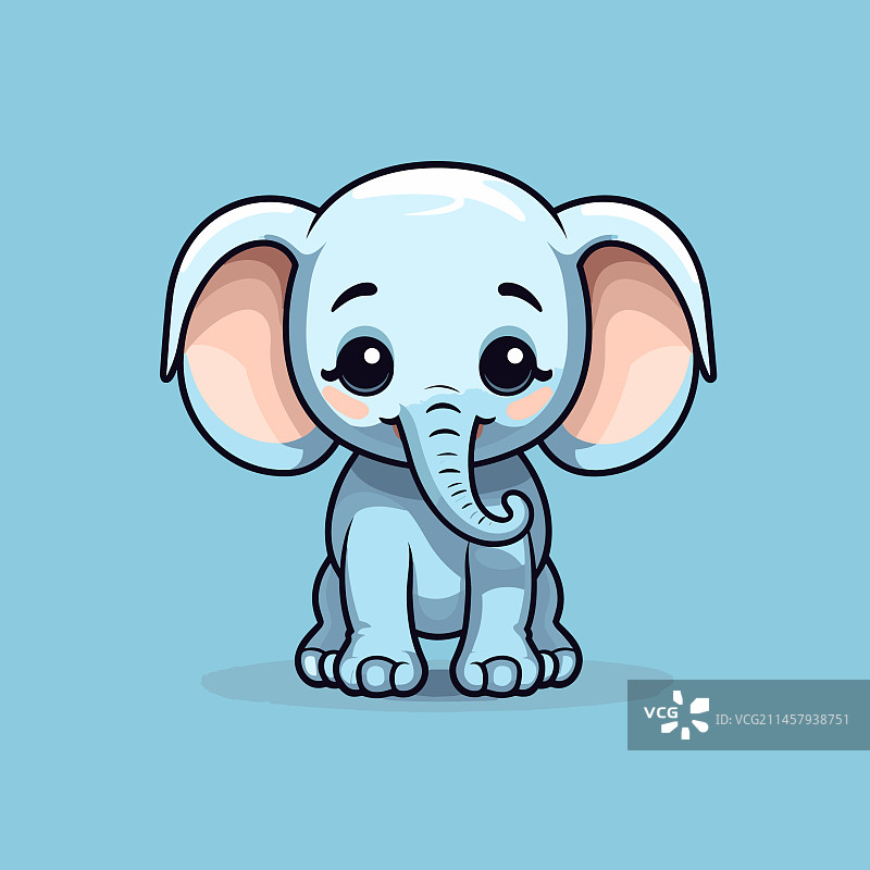 手绘卡通可爱涂鸦大象图片素材