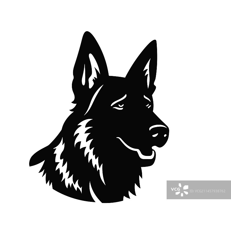 白色背景上的德国牧羊犬黑色图标图片素材