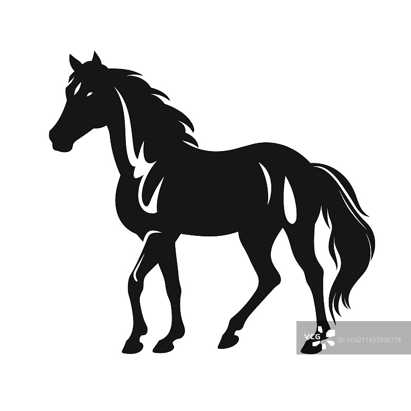 白色背景上的黑色马图标图片素材