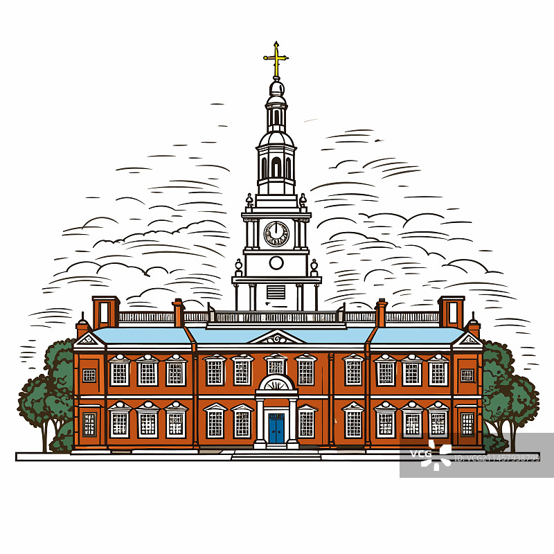 独立厅手绘图片素材