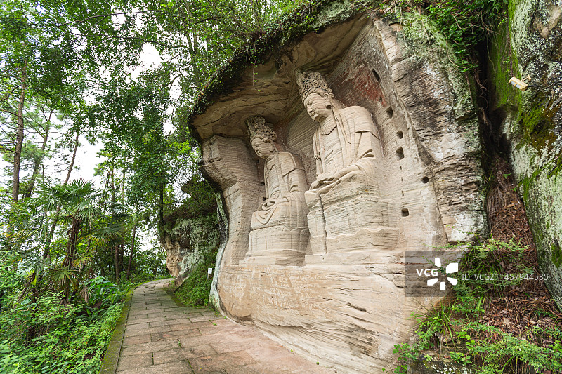 中国四川省资阳市安岳县茗山寺石刻景区图片素材