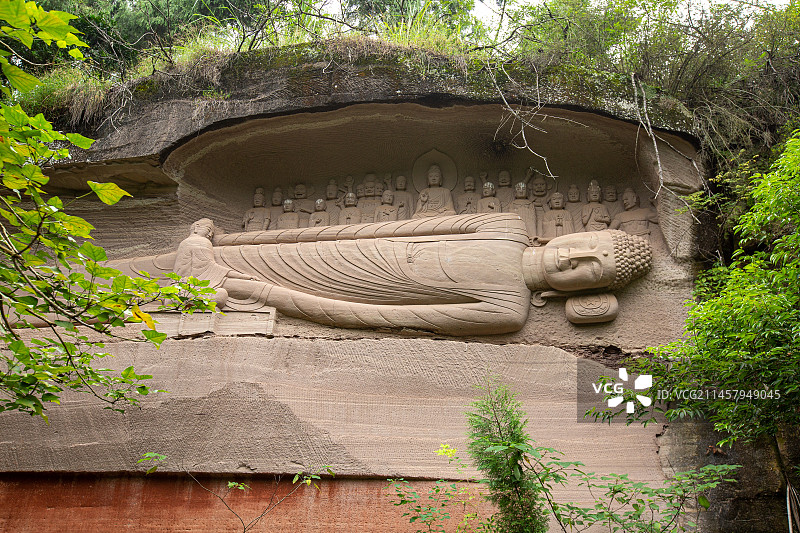 中国四川省资阳市安岳县圆觉洞石刻景区图片素材