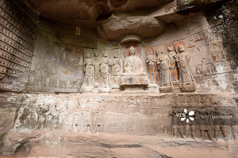 中国四川省资阳市安岳县千佛寨石刻景区图片素材