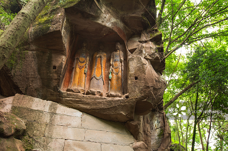 中国四川省资阳市安岳县千佛寨石刻景区图片素材