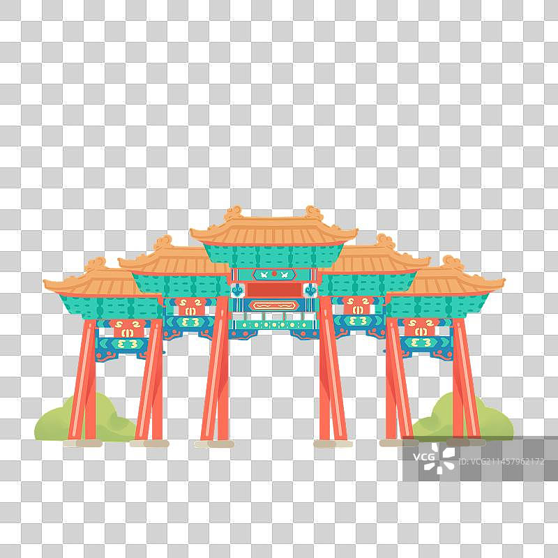 卡通济南大明湖牌坊地标插画图片素材