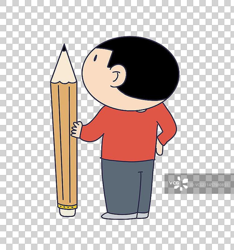 元素：手拿铅笔的人物图片素材