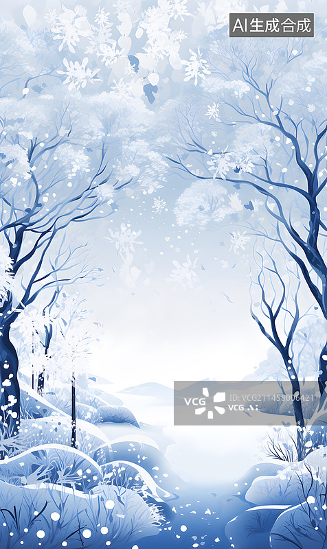 【AI数字艺术】二十四节气冬季节气冬至插图图片素材