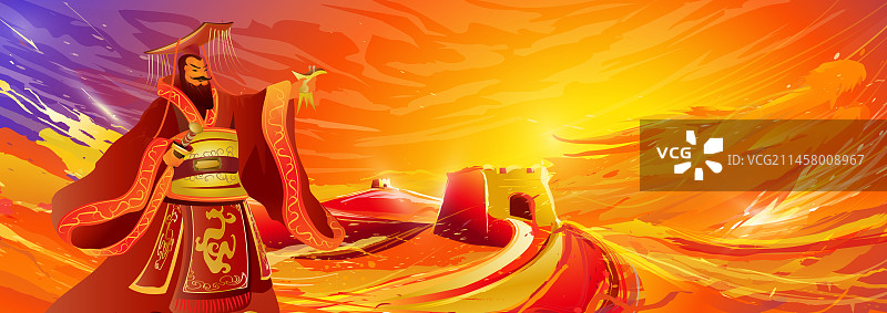 中国文化秦始皇皇帝筑长城创伟业祝愿中华巨龙腾飞图片素材
