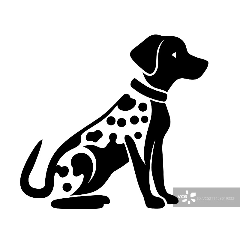 白色背景上的达尔马提亚犬黑色图标图片素材