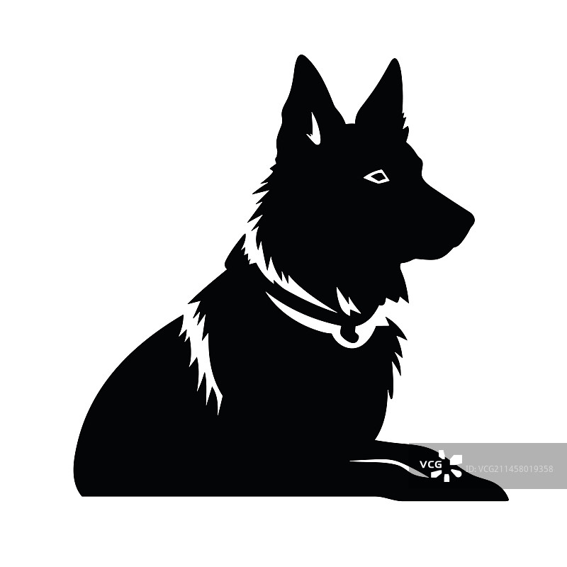 白色背景上的德国牧羊犬黑色图标图片素材