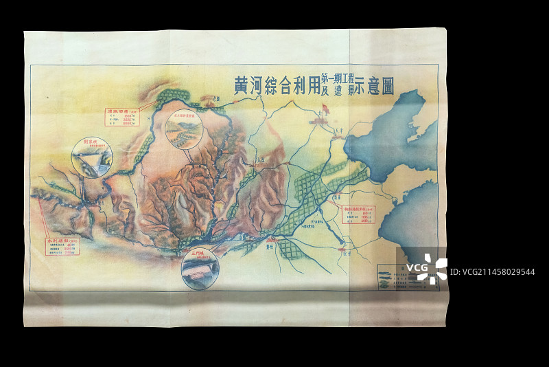 民国时期黄河治理史料，综合利用示意图图片素材