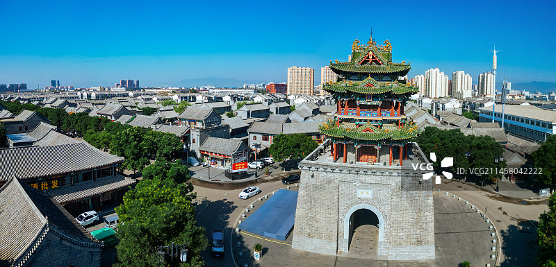 朔州 朔州老城 崇福寺 尉迟敬德庙 地标 航拍图片素材
