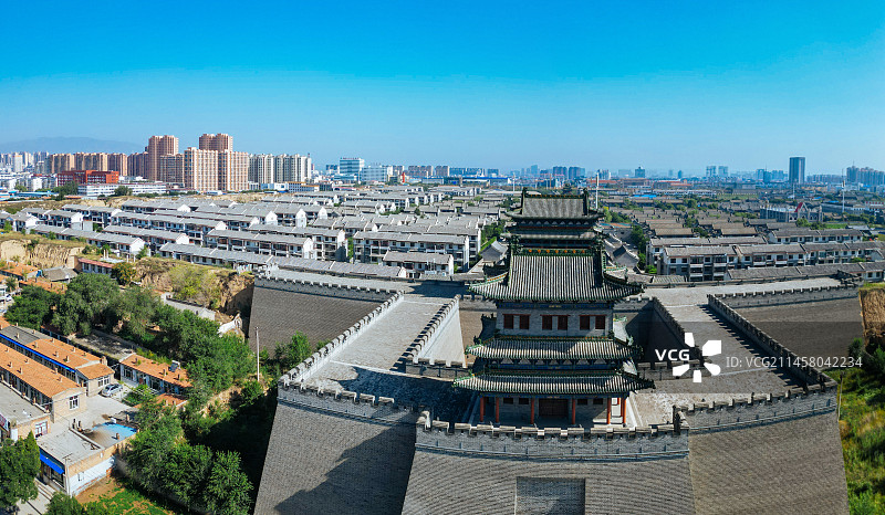 朔州 朔州老城 崇福寺 尉迟敬德庙 地标 航拍图片素材