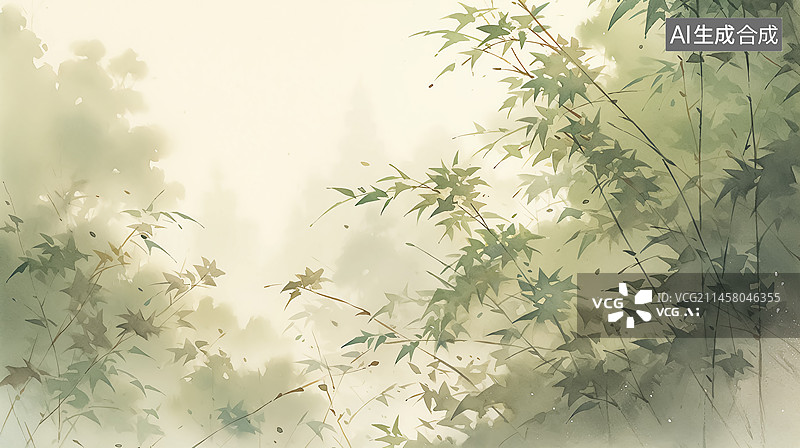 【AI数字艺术】竹林国风插画图片素材