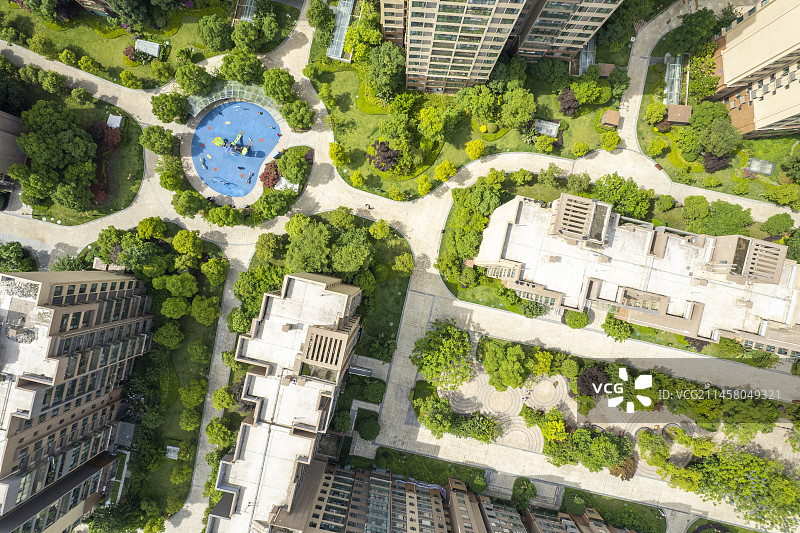 城市小区房地产花园航拍图片素材