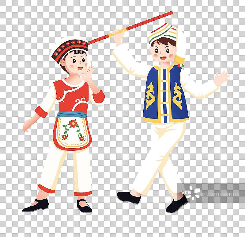 少数民族白族人物插画图片素材