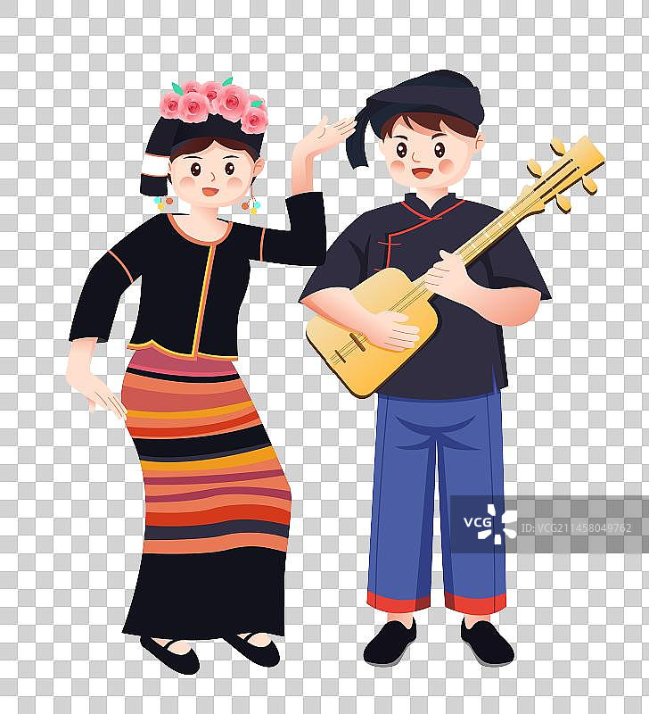 少数民族布朗族人物插画图片素材