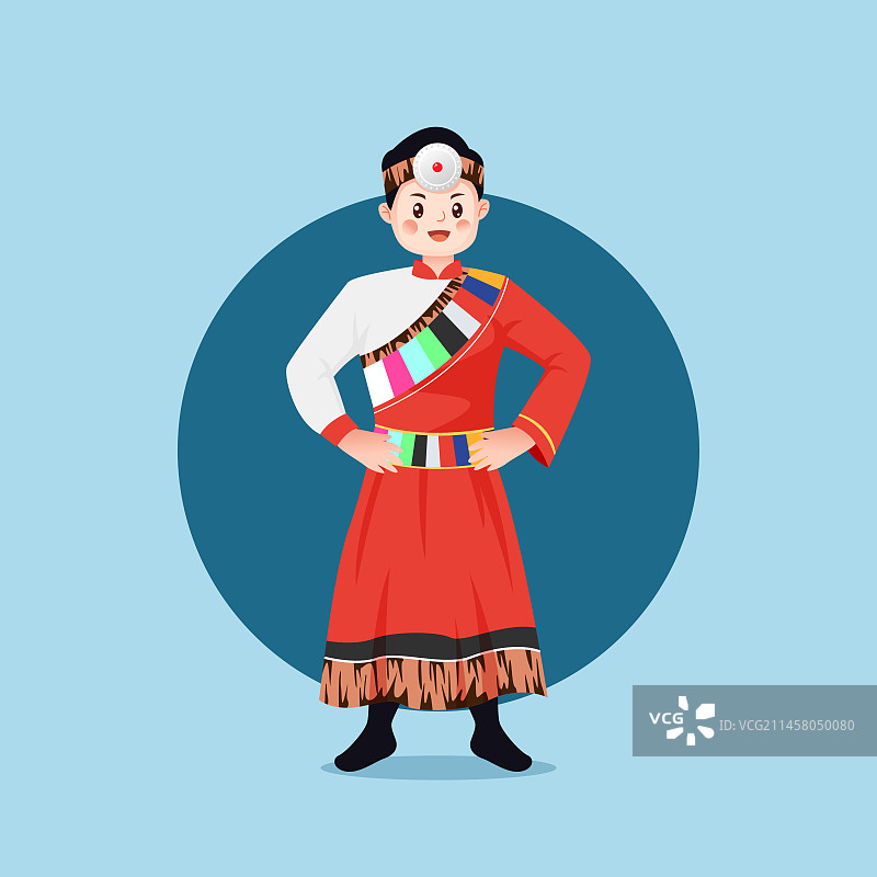 中华传统56个民族少数民族壮族人物矢量插画海报图片素材