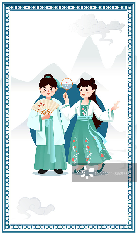 中华传统56个民族少数民族汉族人物矢量插画海报图片素材