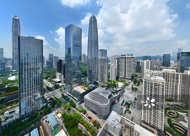 广东省深圳市福田区CBD会展中心平安大厦卓越中心航拍图片素材
