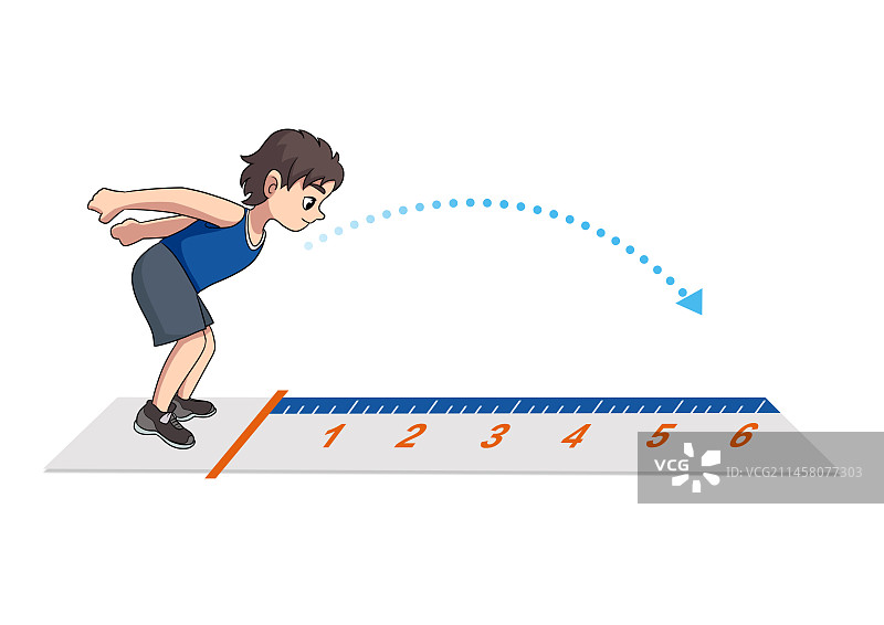 卡通男孩跳远运动插画图片素材