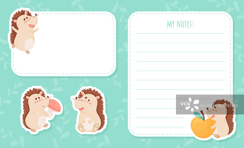 可爱刺猬与森林贺卡图片素材