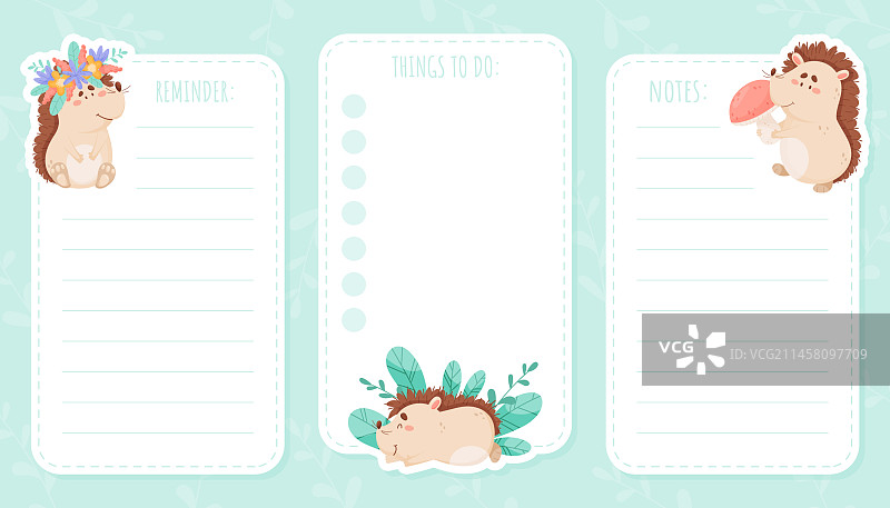 可爱刺猬与森林贺卡图片素材