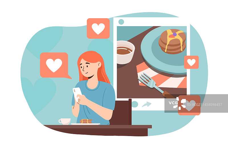 女人晒美食图片素材