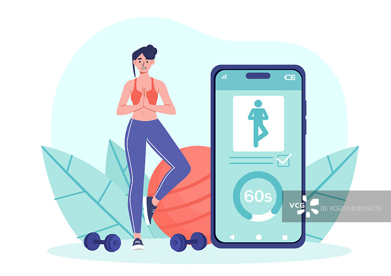 具有在线运动概念的女人图片素材