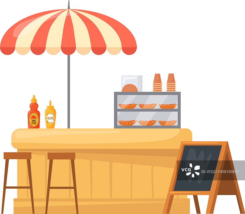 卡通热狗摊快餐店图片素材