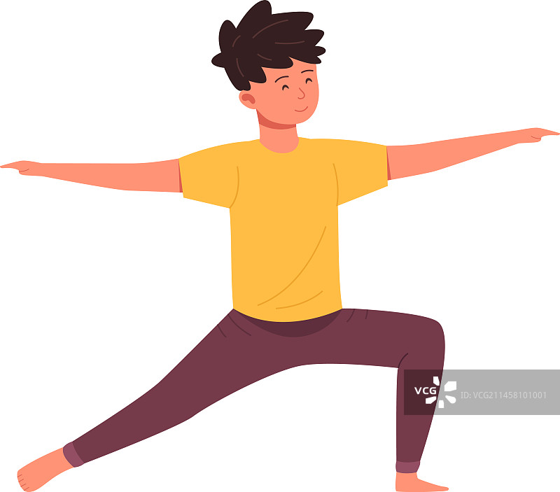 做平衡练习的瑜伽男孩图片素材