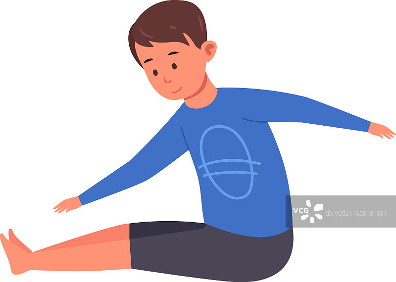 男孩伸展身体进行健身训练图片素材