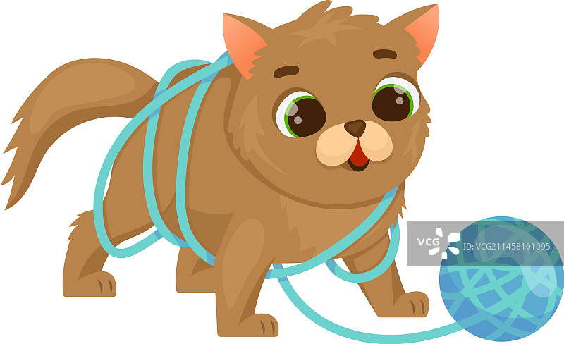 猫咪玩耍毛线球的有趣宠物图片素材