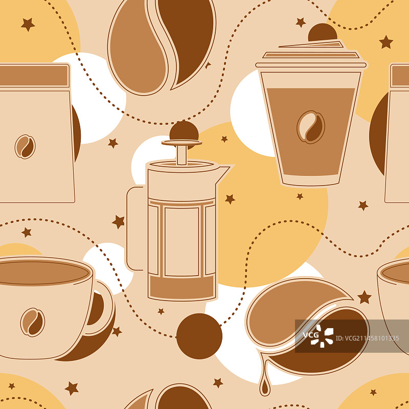咖啡图标无缝背景图案图片素材