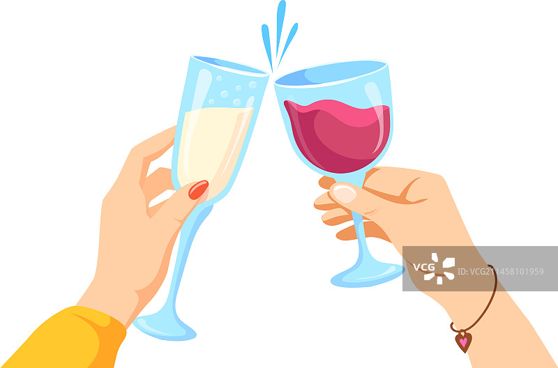 卡通风格的女人双手拿着饮料杯图片素材