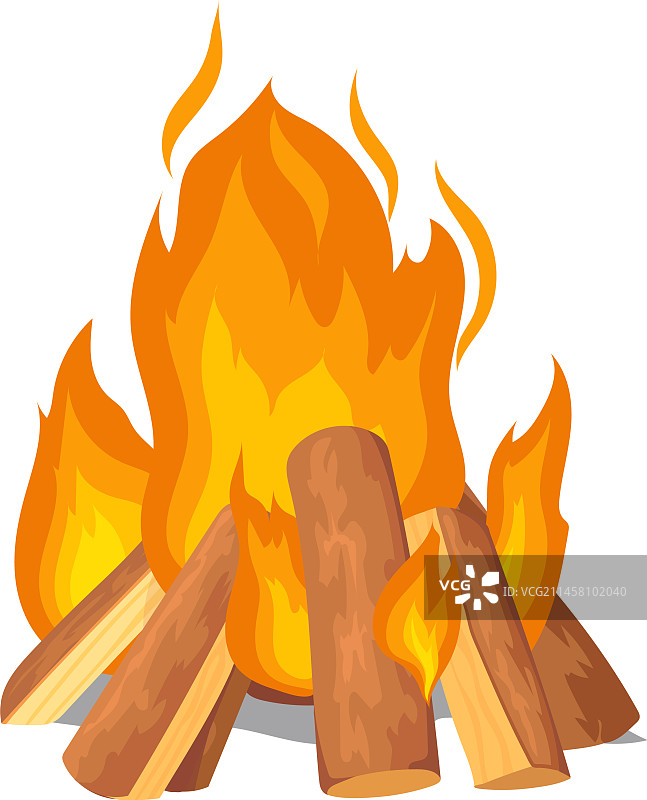 卡通燃烧木柴篝火火焰图片素材