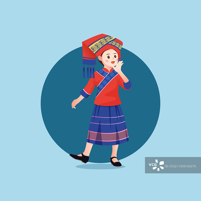 中华传统56个民族少数民族彝族人物矢量插画海报图片素材