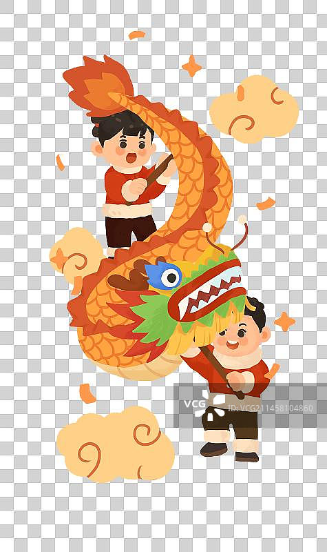 卡通春节年俗大年三十图片素材