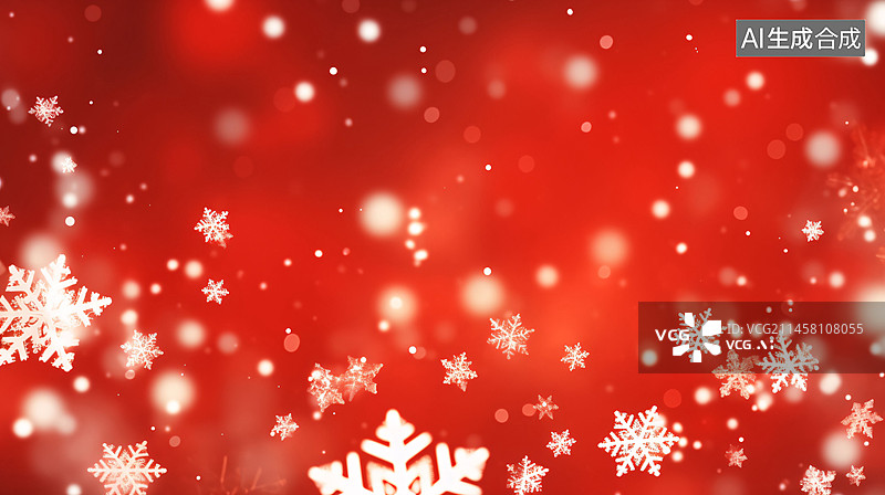 【AI数字艺术】圣诞快乐红色雪花横幅设计背景素材图片素材