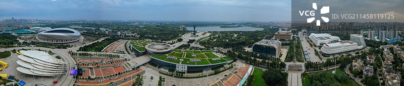 唐山 世园广场 新体育中心 会展中心 爱琴海购物公园 航拍图片素材